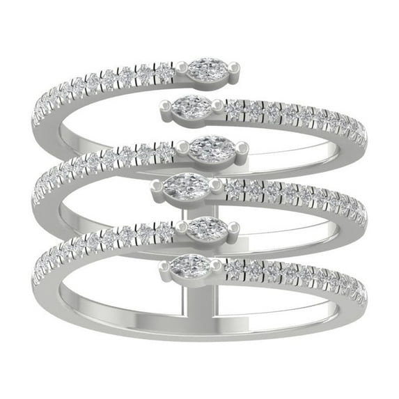 ARAIYA FINE JEWELRY 925 Sterling Silver Round and marquise-shape Lab Grown Diamond Fashion Ring (1/2 cttw, VS Clarity, D-F Color) Size 9