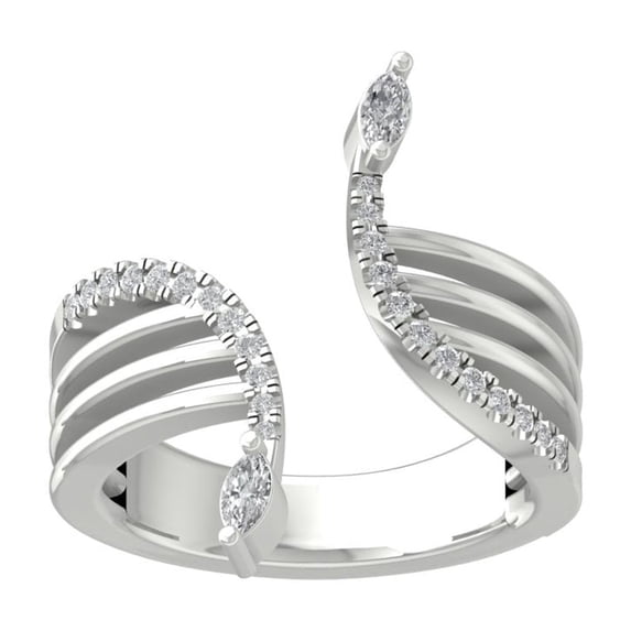ARAIYA FINE JEWELRY 925 Sterling Silver Round and marquise-shape Lab Grown Diamond Fashion Ring (1/3 cttw, VS Clarity, D-F Color) Size 5