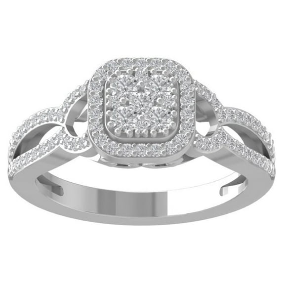 ARAIYA FINE JEWELRY 925 Sterling Silver Round-shape Diamond Composite Ring (1/2 cttw, I2-I3 Clarity, I-J Color) Size 7.5