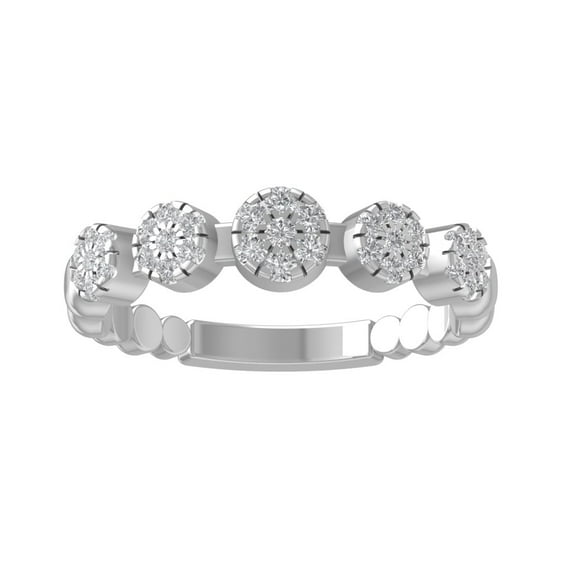 ARAIYA FINE JEWELRY 925 Sterling Silver Round-shape Diamond Composite Ring (1/2 cttw, I2-I3 Clarity, I-J Color) Size 7