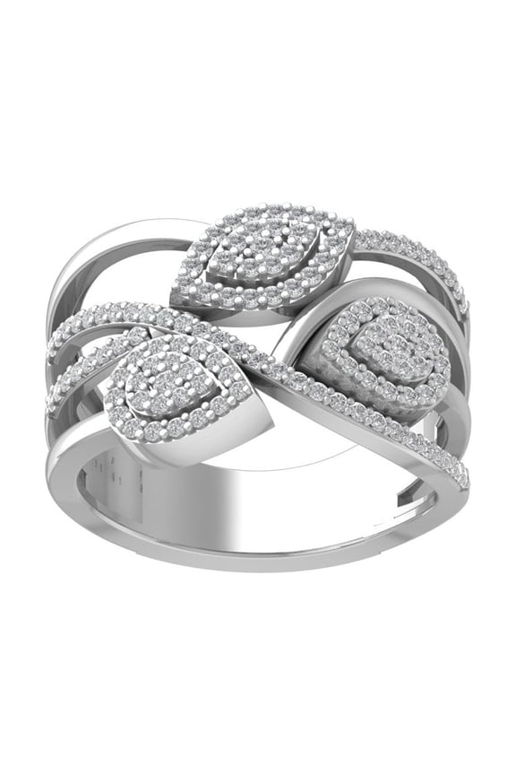 FINE JEWELRY 925 Sterling Silver Round-shape Diamond Composite Ring (1/2 cttw, I2-I3 Clarity, I-J Color) Size 8