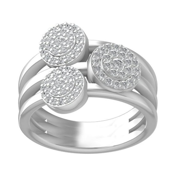ARAIYA FINE JEWELRY 925 Sterling Silver Round-shape Diamond Composite Ring (1/2 cttw, I2-I3 Clarity, I-J Color) Size 9.5