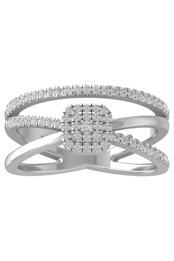 FINE JEWELRY 925 Sterling Silver Round-shape Diamond Composite Ring (1/3 cttw, I2-I3 Clarity, I-J Color) Size 5