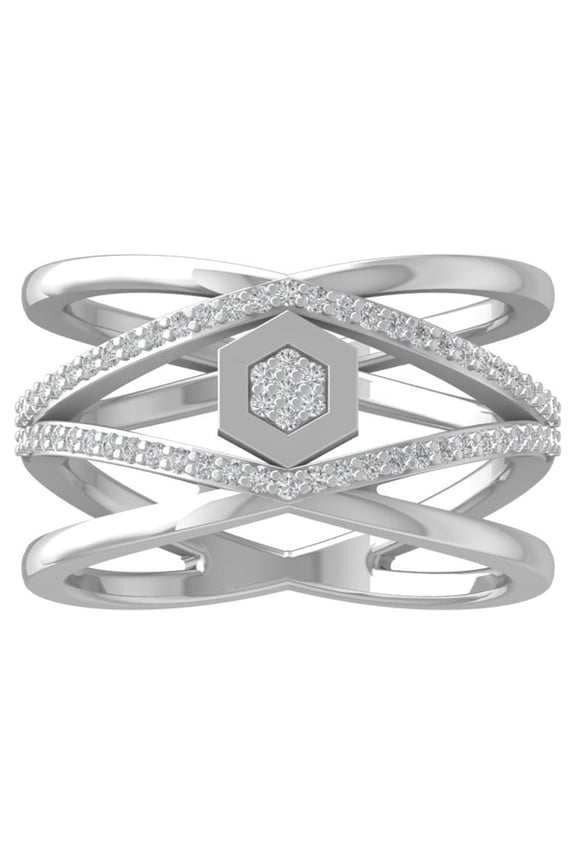 FINE JEWELRY 925 Sterling Silver Round-shape Diamond Composite Ring (1/3 cttw, I2-I3 Clarity, I-J Color) Size 8.5