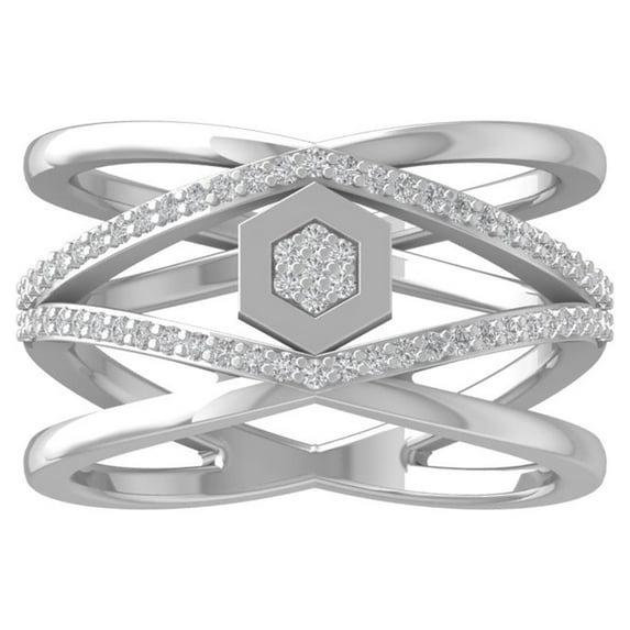ARAIYA FINE JEWELRY 925 Sterling Silver Round-shape Diamond Composite Ring (1/3 cttw, I2-I3 Clarity, I-J Color) Size 8
