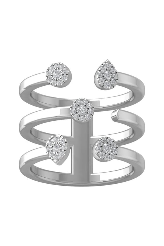 FINE JEWELRY 925 Sterling Silver Round-shape Diamond Composite Ring (1/4 cttw, I2-I3 Clarity, I-J Color) Size 8.5