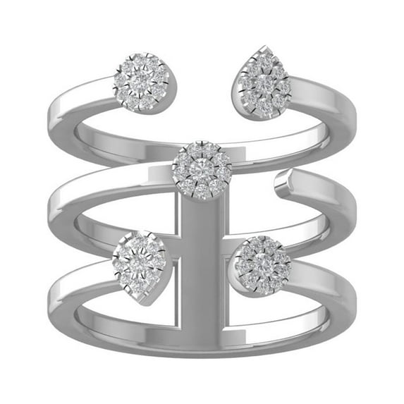 ARAIYA FINE JEWELRY 925 Sterling Silver Round-shape Diamond Composite Ring (1/4 cttw, I2-I3 Clarity, I-J Color) Size 9.5