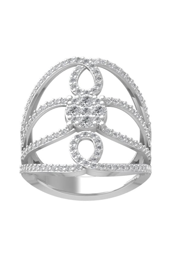 FINE JEWELRY 925 Sterling Silver Round-shape Diamond Composite Ring (1 cttw, I2-I3 Clarity, I-J Color) Size 5