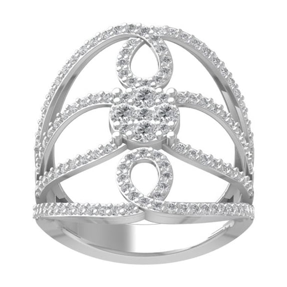ARAIYA FINE JEWELRY 925 Sterling Silver Round-shape Diamond Composite Ring (1 cttw, I2-I3 Clarity, I-J Color) Size 6.5