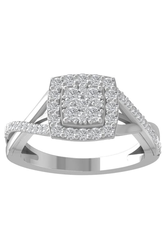 FINE JEWELRY 925 Sterling Silver Round-shape Diamond Composite Ring (5/8 cttw, I2-I3 Clarity, I-J Color) Size 10