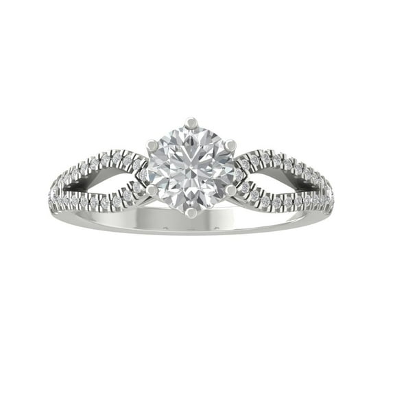 ARAIYA FINE JEWELRY 925 Sterling Silver Round-shape Diamond Engagement Ring (1 1/5 cttw, I2-I3 Clarity, I-J Color) Size 6