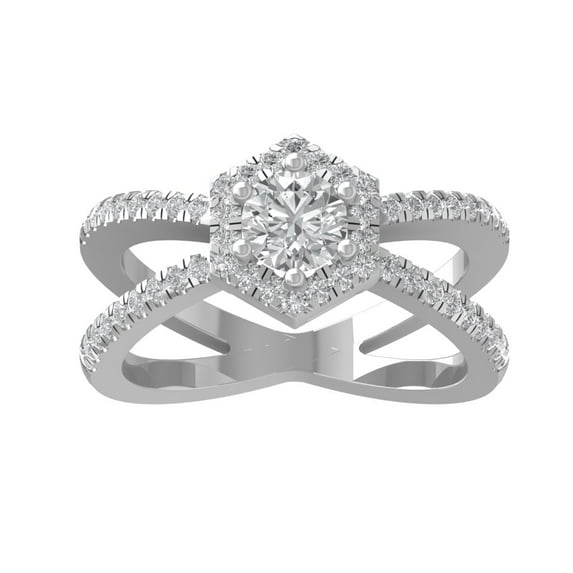 ARAIYA FINE JEWELRY 925 Sterling Silver Round-shape Diamond Engagement Ring (1 cttw, I2-I3 Clarity, I-J Color) Size 6.5