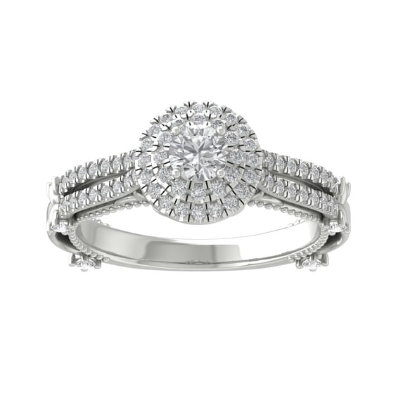 ARAIYA FINE JEWELRY 925 Sterling Silver Round-shape Diamond Engagement Ring (3/4 cttw, I2-I3 Clarity, I-J Color) Size 9