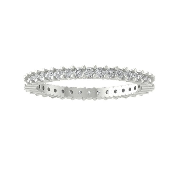 ARAIYA FINE JEWELRY 925 Sterling Silver Round-shape Diamond Eternity Ring (1 cttw, I2-I3 Clarity, I-J Color) Size 9.5