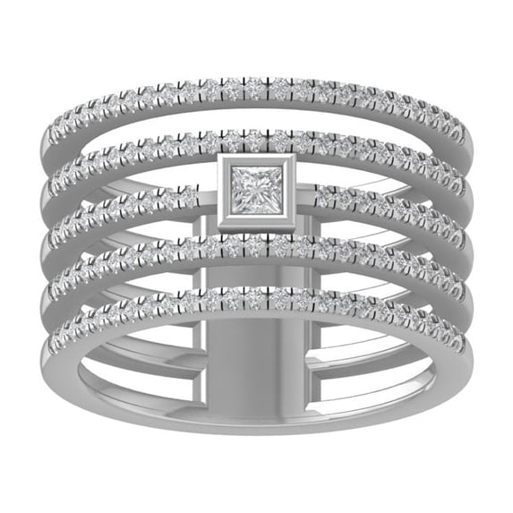 ARAIYA FINE JEWELRY 925 Sterling Silver Round-shape Diamond Fashion Ring (1/2 cttw, I2-I3 Clarity, I-J Color) Size 8.5