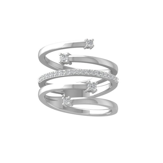 ARAIYA FINE JEWELRY 925 Sterling Silver Round-shape Diamond Fashion Ring (1/3 cttw, I2-I3 Clarity, I-J Color) Size 6