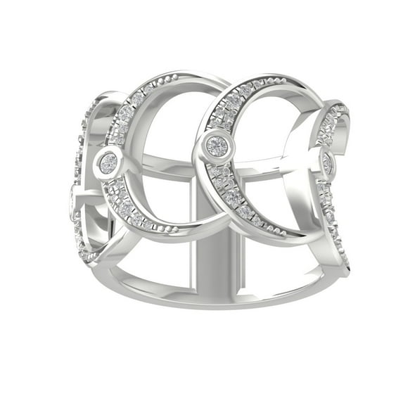 ARAIYA FINE JEWELRY 925 Sterling Silver Round-shape Diamond Fashion Ring (1/3 cttw, I2-I3 Clarity, I-J Color) Size 8.5