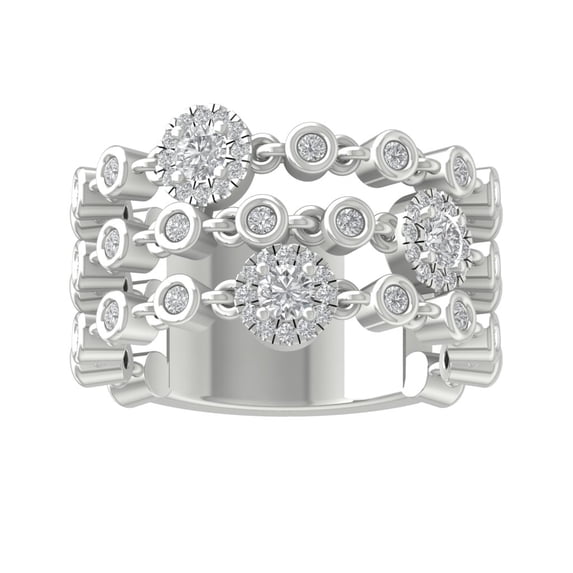 ARAIYA FINE JEWELRY 925 Sterling Silver Round-shape Diamond Fashion Ring (3/4 cttw, I2-I3 Clarity, I-J Color) Size 6.5