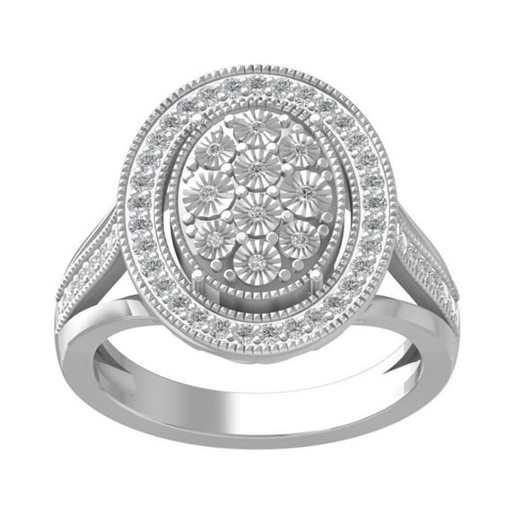 ARAIYA FINE JEWELRY 925 Sterling Silver Round-shape Diamond Miracle Plate Ring (1/3 cttw, I2-I3 Clarity, I-J Color) Size 9