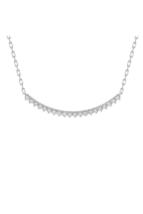 FINE JEWELRY 925 Sterling Silver Round-shape Lab Grown Diamond Bar Pendant Paper Clip Chain Necklace (1/2 cttw, D-F Color, VS1 Clarity) 18"