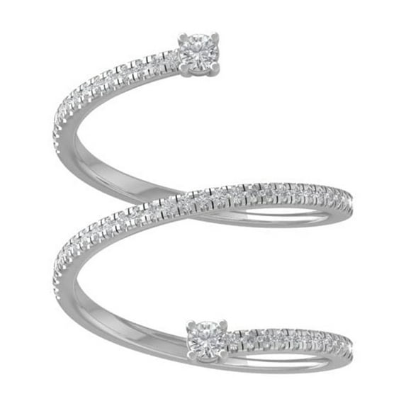 ARAIYA FINE JEWELRY 925 Sterling Silver Round-shape Lab Grown Diamond Bypass Ring (2/5 cttw, VS Clarity, D-F Color) Size 10