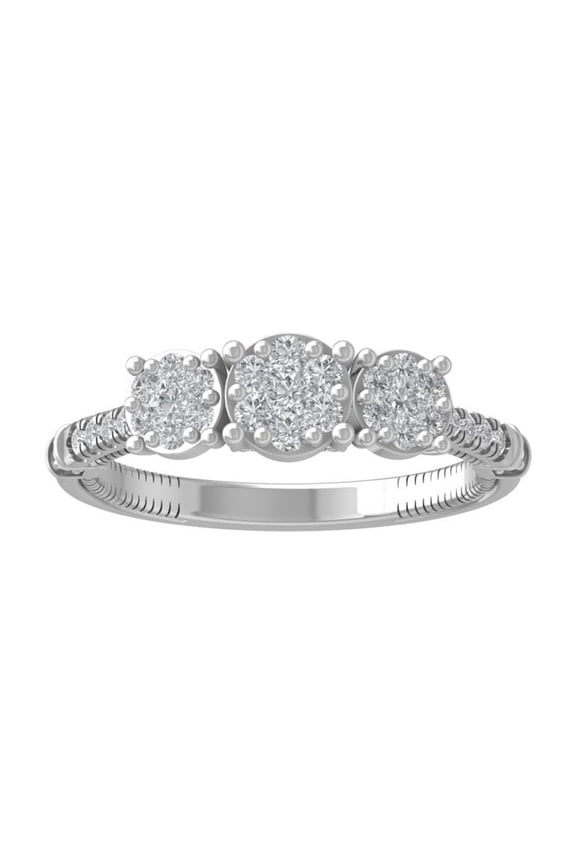 FINE JEWELRY 925 Sterling Silver Round-shape Lab Grown Diamond Composite Ring (1/2 cttw, VS Clarity, D-F Color) Size 7