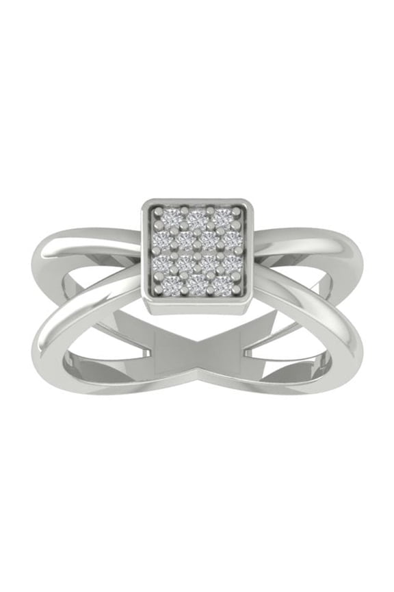 FINE JEWELRY 925 Sterling Silver Round-shape Lab Grown Diamond Composite Ring (1/6 cttw, VS Clarity, D-F Color) Size 10