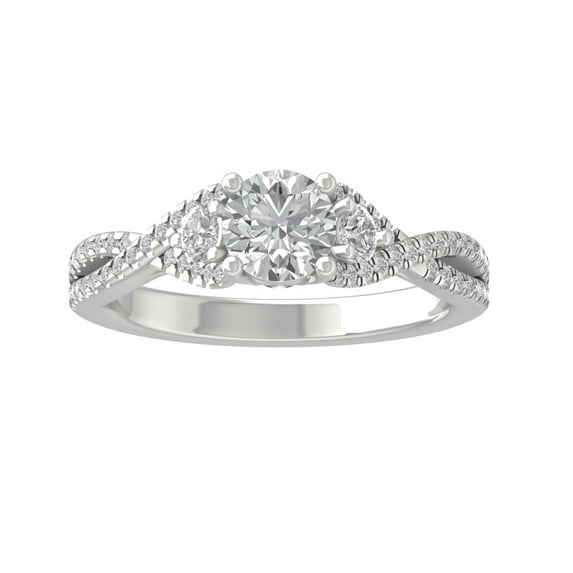 ARAIYA FINE JEWELRY 925 Sterling Silver Round-shape Lab Grown Diamond Engagement Ring (1 1/4 cttw, VS Clarity, D-F Color) Size 7.5
