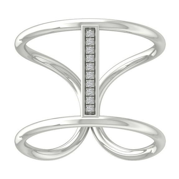 ARAIYA FINE JEWELRY 925 Sterling Silver Round-shape Lab Grown Diamond Fashion Ring (1/10 cttw, VS Clarity, D-F Color) Size 7.5