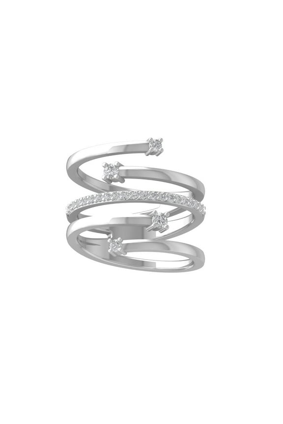 FINE JEWELRY 925 Sterling Silver Round-shape Lab Grown Diamond Fashion Ring (1/3 cttw, VS Clarity, D-F Color) Size 9.5