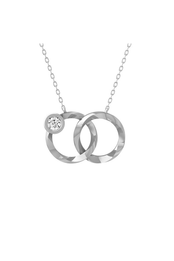FINE JEWELRY 925 Sterling Silver Round-shape Lab Grown Diamond Interlocking loop Pendant Necklace (1/4 cttw, D-F Color, VS1 Clarity) 18"