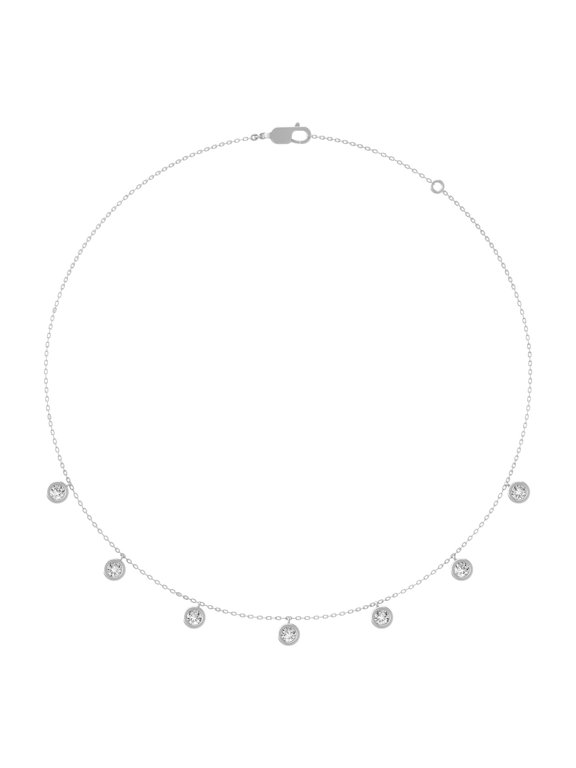 FINE JEWELRY 925 Sterling Silver Round-shape Lab Grown Diamond Station Necklace (2 cttw, D-F Color, VS1 Clarity) 18"