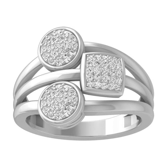 ARAIYA FINE JEWELRY Sterling Silver Cluster Diamond Wedding Band Ring (1/3 cttw, I-J Color, I2-I3 Clarity) Size 10