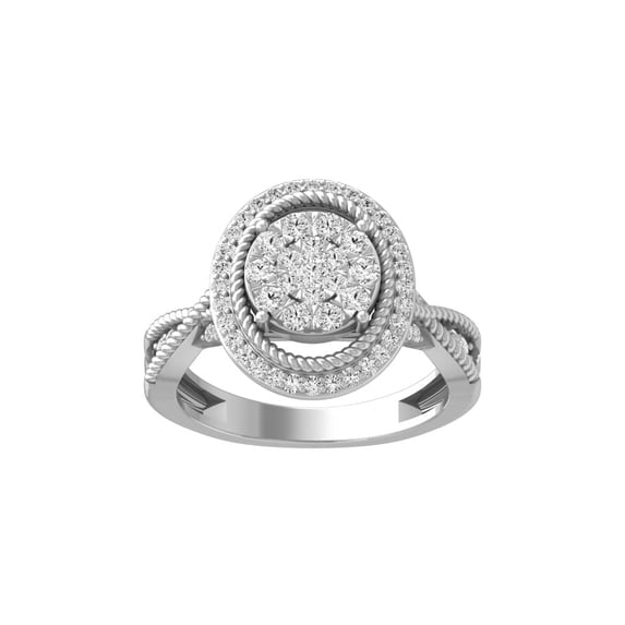 ARAIYA FINE JEWELRY Sterling Silver Cluster Diamond Wedding Band Ring (5/8 cttw, I-J Color, I2-I3 Clarity) Size 9.5