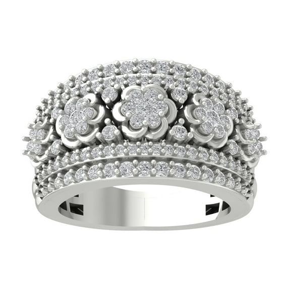 ARAIYA FINE JEWELRY Sterling Silver Cluster Lab Grown Diamond Half Eternity Band Ring (1 1/4 cttw, D-F Color, VS Clarity), Size 8