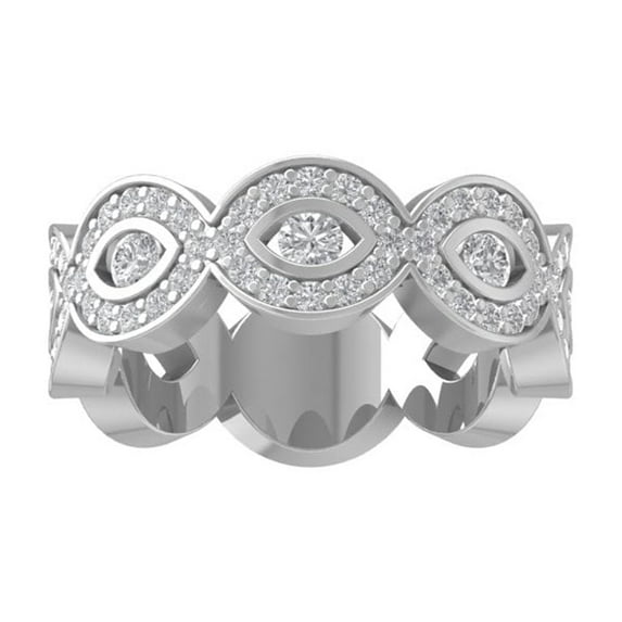 ARAIYA FINE JEWELRY Sterling Silver Diamond Anniversary Band Ring (7/8 cttw, I-J Color, I2-I3 Clarity) Size 5.5