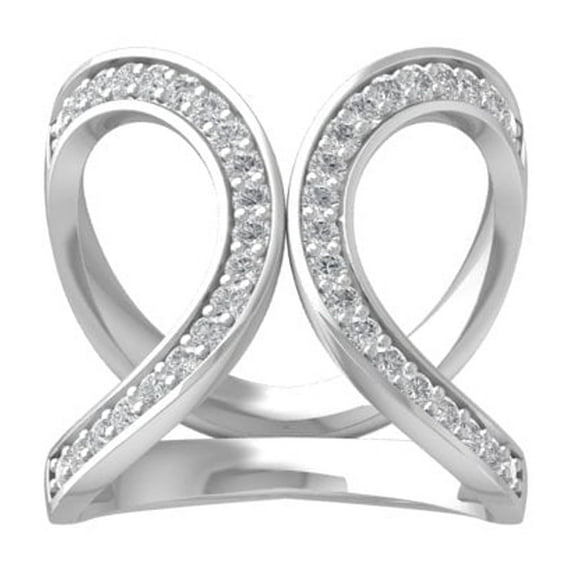 ARAIYA FINE JEWELRY Sterling Silver Diamond Bypass Open Band Ring (1/3 cttw, I-J Color, I2-I3 Clarity) Size 10