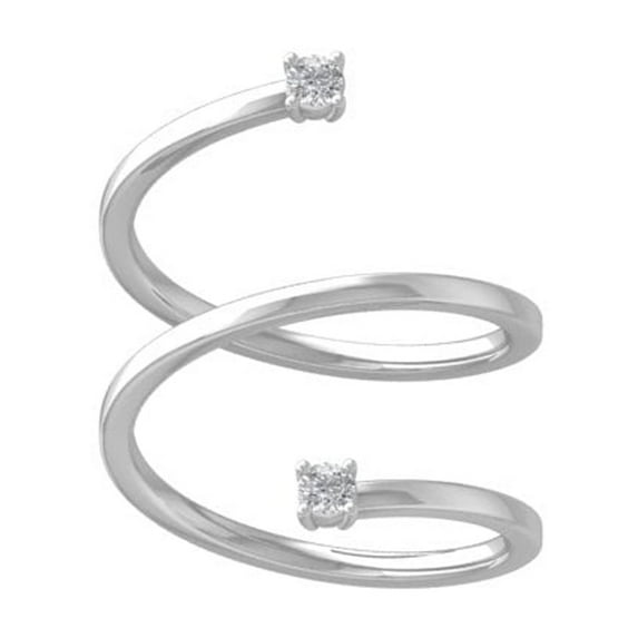 ARAIYA FINE JEWELRY Sterling Silver Diamond Bypass Open Band Ring (1/6 cttw, I-J Color, I2-I3 Clarity) Size 6