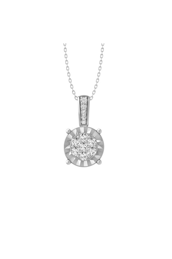 Fine Jewelry Sterling Silver Diamond Cluster Pendant with Silver Cable Chain Necklace (1/3 cttw, I2-I3 Clarity, I-J Color) 18inch | Metal Weight :2.226 gram
