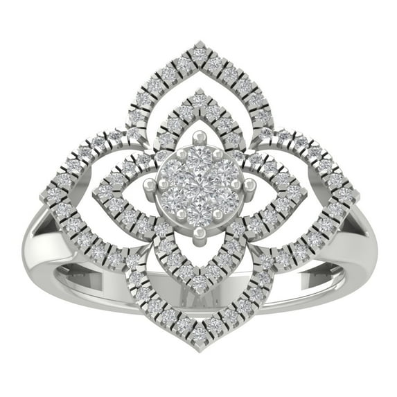 ARAIYA FINE JEWELRY Sterling Silver Diamond Cluster Ring (1/2 cttw, I-J Color, I2-I3 Clarity) Size 7