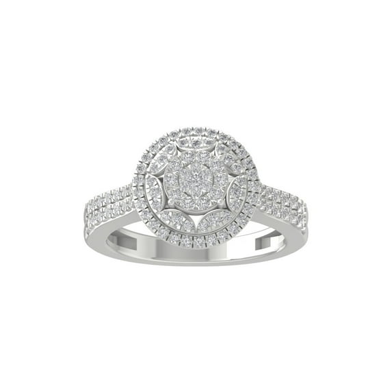 ARAIYA FINE JEWELRY Sterling Silver Diamond Cluster Ring (5/8 cttw, I-J Color, I2-I3 Clarity) Size 7.5