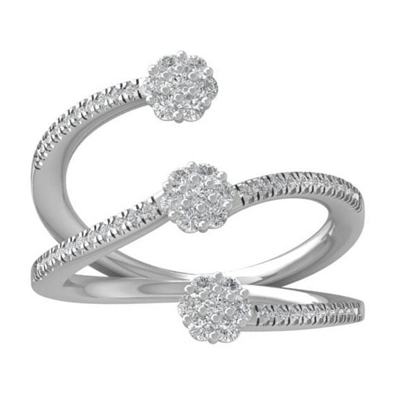 ARAIYA FINE JEWELRY Sterling Silver Diamond Composite Cluster Engagement Ring (1/2 cttw, I-J Color, I2-I3 Clarity) Size 5.5