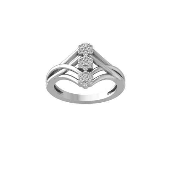 ARAIYA FINE JEWELRY Sterling Silver Diamond Composite Cluster Engagement Ring (1/4 cttw, I-J Color, I2-I3 Clarity) Size 9.5
