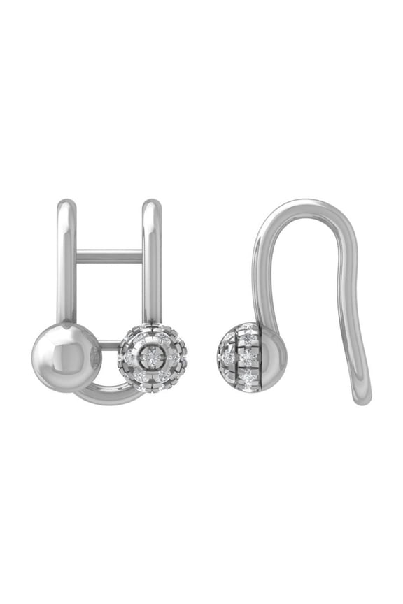 FINE JEWELRY Sterling Silver Diamond Ear Cuffs Dangle Earrings (1/6 cttw, I2-I3 Clarity, I-J Color)