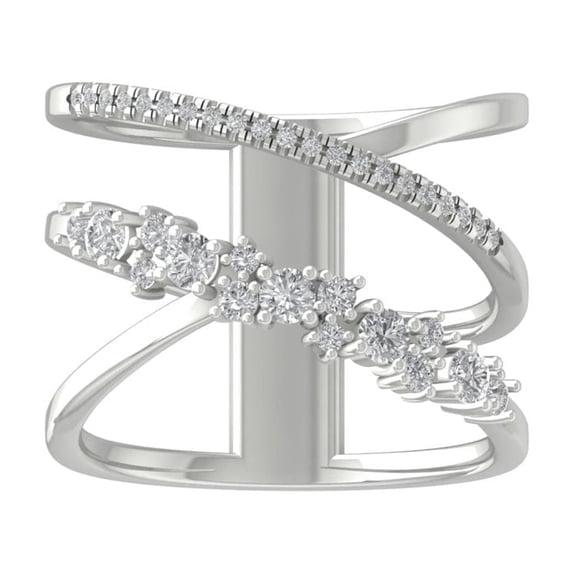 ARAIYA FINE JEWELRY Sterling Silver Diamond Fashion Band Ring (1/2 cttw, I-J Color, I2-I3 Clarity) Size 6