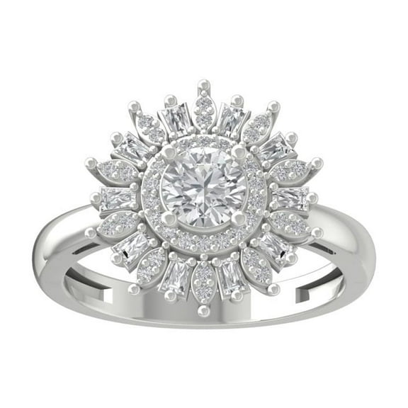 ARAIYA FINE JEWELRY Sterling Silver Diamond Halo Engagement Ring (1 cttw, I-J Color, I2-I3 Clarity) Size 9.5