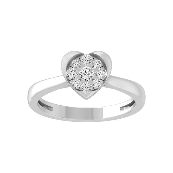 ARAIYA FINE JEWELRY Sterling Silver Diamond Heart Ring (1/4 cttw, I-J Color, I2-I3 Clarity) Size 9