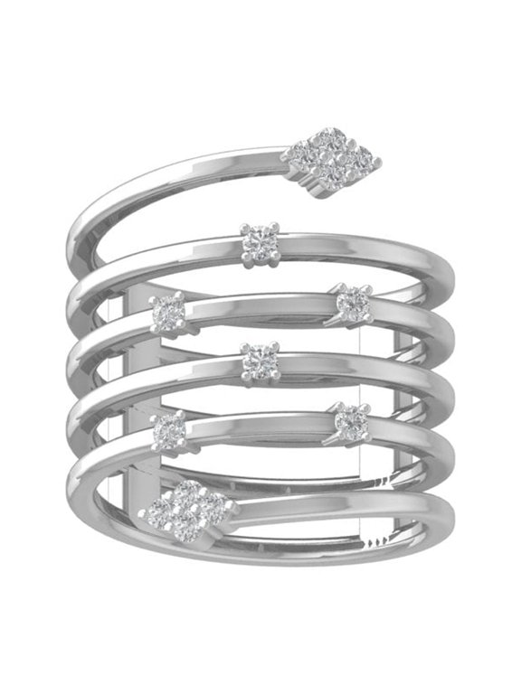 FINE JEWELRY Sterling Silver Diamond Snake Band Ring (1/4 cttw, I-J Color, I2-I3 Clarity) Size 6