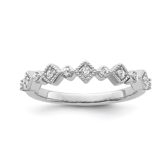 ARAIYA FINE JEWELRY Sterling Silver Diamond Stackable Band Ring (1/10 cttw, I-J Color, I2-I3 Clarity), Size 8.5