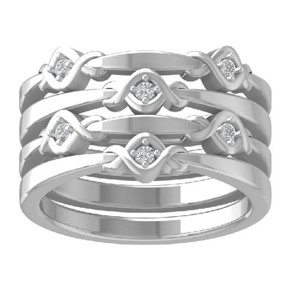 ARAIYA FINE JEWELRY Sterling Silver Diamond Stackable Band Ring (1/8 cttw, I-J Color, I2-I3 Clarity) Size 7